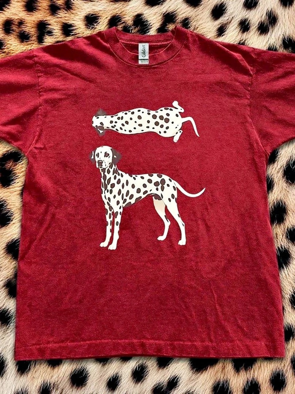 Gildan Dalmatian Graphic Short Sleeve Tee in Red